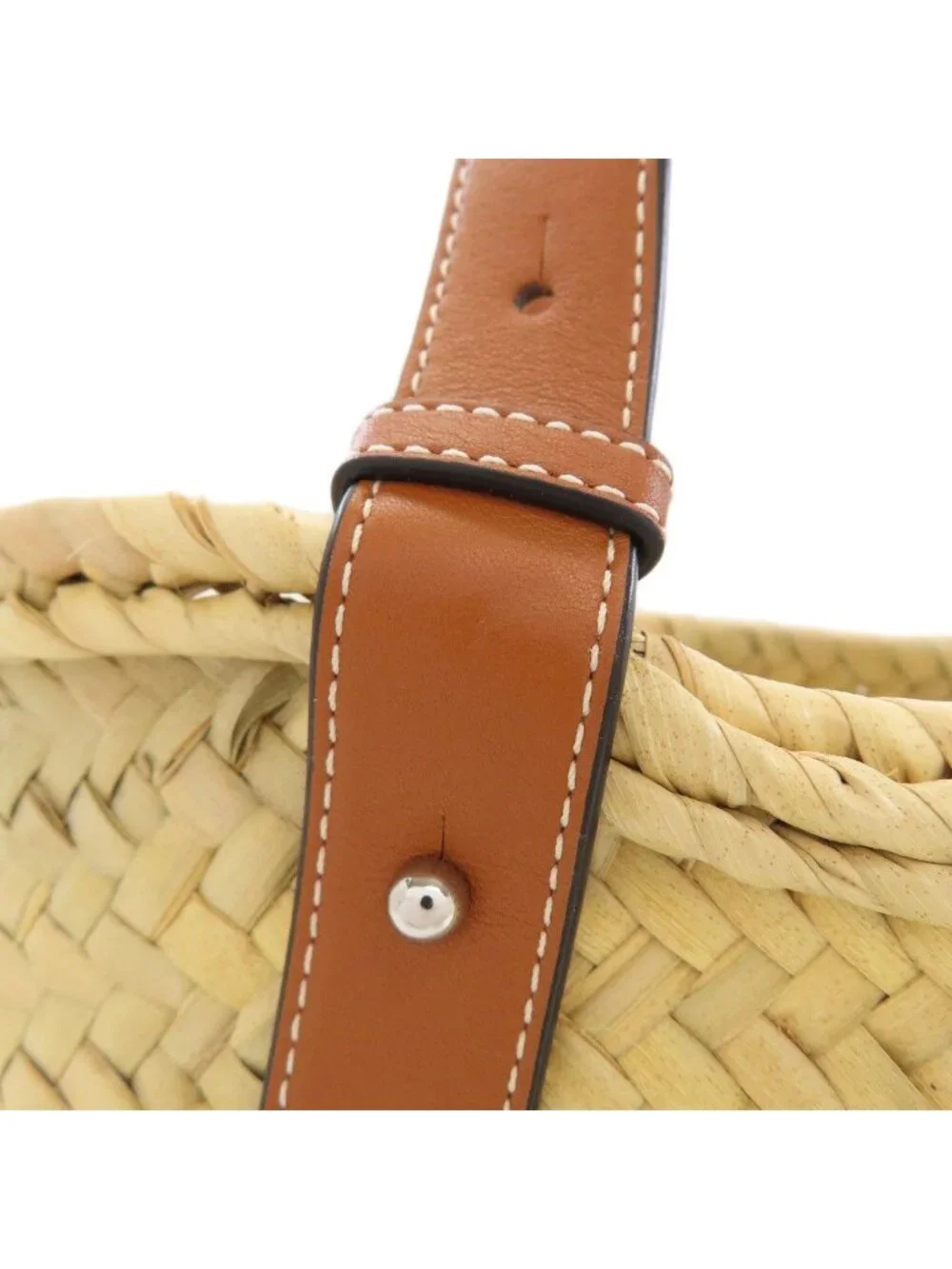 Loewe Basket Small Tote Bag Calfskin Palm Leaf